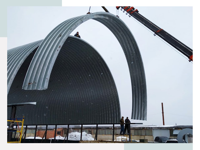 Полукруглые ангары в Полевской